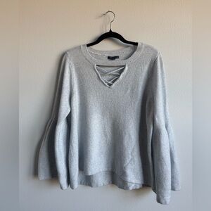 American Eagle Outfitters Light Gray Knit Sweater with Bell Sleeves